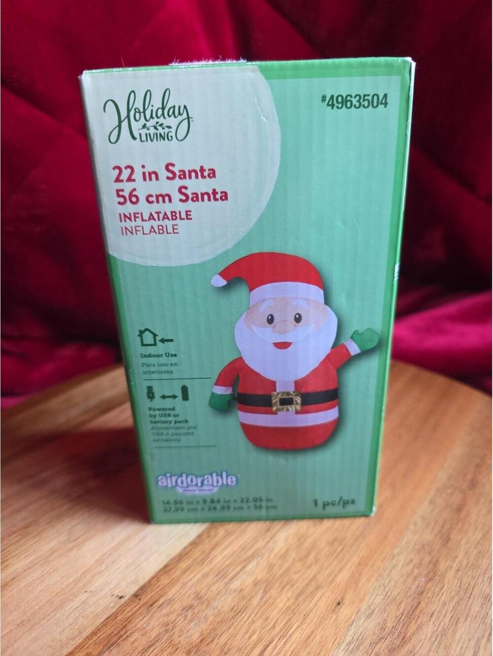 New NIB Inflatable Christmas Santa Tabletop AIRDORABLE Airblown 22" USB Battery